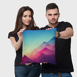 Подушка квадратная Горный пейзаж в пастельных тонах, цвет: 3D-принт — фото 2