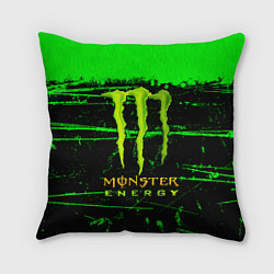 Подушка квадратная Monster energy green neon, цвет: 3D-принт