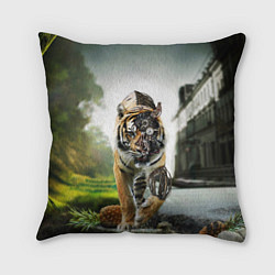 Подушка квадратная Кибернетический тигр, цвет: 3D-принт