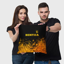 Подушка квадратная Benfica - gold gradient: символ сверху, цвет: 3D-принт — фото 2