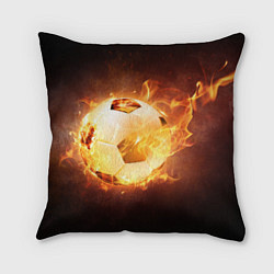 Подушка квадратная Футбольный мяч огонь, цвет: 3D-принт