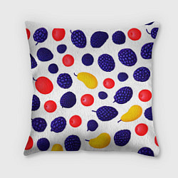 Подушка квадратная Ягодки и фрукты, цвет: 3D-принт