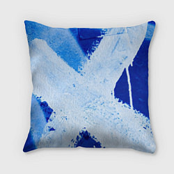 Подушка квадратная Белый крест на синем фоне, цвет: 3D-принт