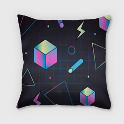 Подушка квадратная Геометрические фигуры на темном фоне, цвет: 3D-принт