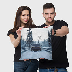 Подушка квадратная Dodge in winter forest, цвет: 3D-принт — фото 2