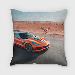 Подушка квадратная Chevrolet Corvette - Motorsport - Desert, цвет: 3D-принт