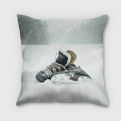 Подушка квадратная Хоккейные коньки, цвет: 3D-принт