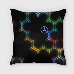 Подушка квадратная Mercedes - neon pattern, цвет: 3D-принт