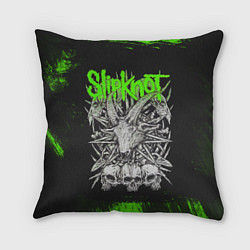 Подушка квадратная Slipknot green logo, цвет: 3D-принт