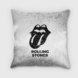 Подушка квадратная Rolling Stones с потертостями на светлом фоне, цвет: 3D-принт