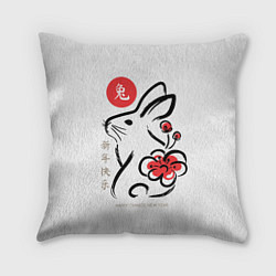 Подушка квадратная Rabbit with flower - chinese new year, цвет: 3D-принт