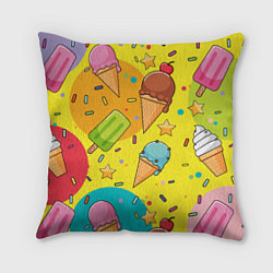 Подушка квадратная Мороженое Ice cream, цвет: 3D-принт