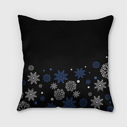 Подушка квадратная Снежинки - Новогодние, цвет: 3D-принт