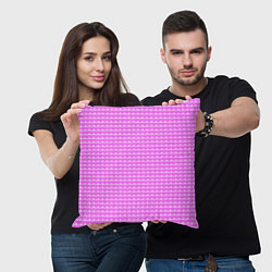 Подушка квадратная Много сердец розовое, цвет: 3D-принт — фото 2