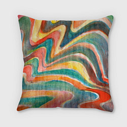Подушка квадратная Полосатый зигзаг акварель, цвет: 3D-принт