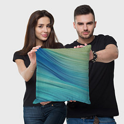 Подушка квадратная Абстрактные синезелёные волны, цвет: 3D-принт — фото 2