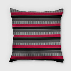 Подушка квадратная Красно-черный полосатый современный узор, цвет: 3D-принт