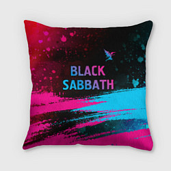 Подушка квадратная Black Sabbath - neon gradient: символ сверху, цвет: 3D-принт