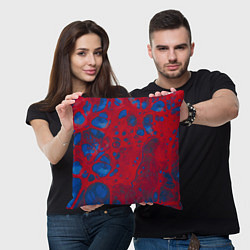 Подушка квадратная Красно-синие разводы, цвет: 3D-принт — фото 2