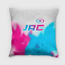 Подушка квадратная JAC neon gradient style: символ сверху, цвет: 3D-принт