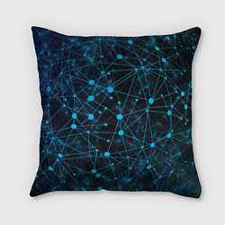 Подушка квадратная Нейроны - всемирная паутина на черном фоне, цвет: 3D-принт