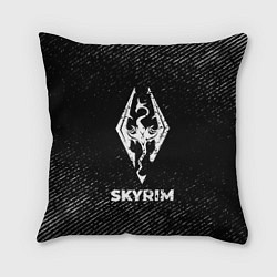 Подушка квадратная Skyrim с потертостями на темном фоне, цвет: 3D-принт