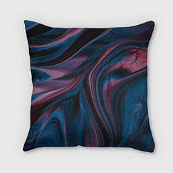 Подушка квадратная Абстрактные фиолетовые и синие волны с блёстками, цвет: 3D-принт