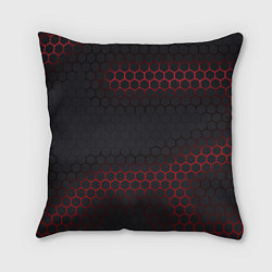 Подушка квадратная Броня из стали красная, цвет: 3D-принт