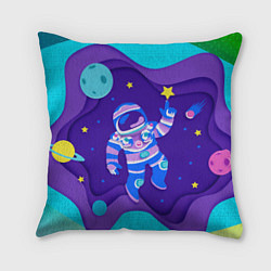 Подушка квадратная Космонавт в космосе - рисунок, цвет: 3D-принт