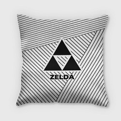 Подушка квадратная Символ Zelda на светлом фоне с полосами, цвет: 3D-принт