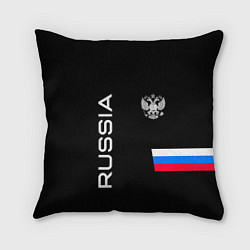 Подушка квадратная Россия и три линии на черном фоне, цвет: 3D-принт