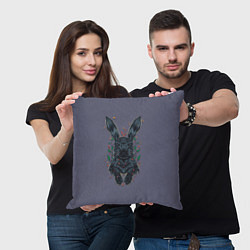 Подушка квадратная Тёмный водяной кролик, цвет: 3D-принт — фото 2