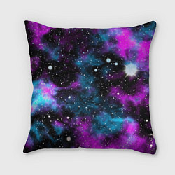 Подушка квадратная Галактика сиреневая, цвет: 3D-принт