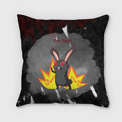 Подушка квадратная Черный кролик у которого все хорошо, цвет: 3D-принт