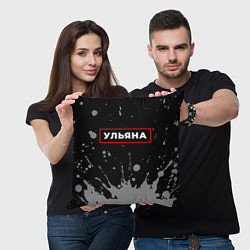 Подушка квадратная Ульяна - в красной рамке на темном, цвет: 3D-принт — фото 2