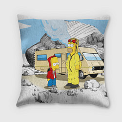 Подушка квадратная Барт Симпсон и его папаша, цвет: 3D-принт