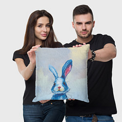 Подушка квадратная Синий кролик на фоне неба, цвет: 3D-принт — фото 2