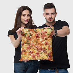 Подушка квадратная Вкусная пицца, цвет: 3D-принт — фото 2