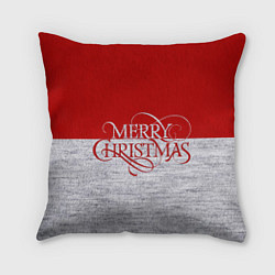 Подушка квадратная Merry Christmas красный, цвет: 3D-принт