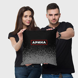 Подушка квадратная Арина - в красной рамке на темном, цвет: 3D-принт — фото 2
