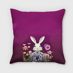 Подушка квадратная Кролик на винном фоне, цвет: 3D-принт