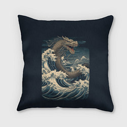 Подушка квадратная Морской дракон в японском стиле, цвет: 3D-принт