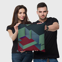 Подушка квадратная Геометрическое наложение кубов и фигур, цвет: 3D-принт — фото 2