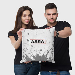 Подушка квадратная Алла - в красной рамке на светлом, цвет: 3D-принт — фото 2