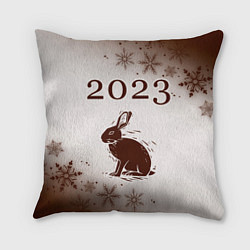 Подушка квадратная Кролик 2023 силуэт на светлом