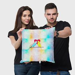Подушка квадратная Влюбленные волнистые попугайчики, цвет: 3D-принт — фото 2
