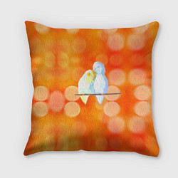 Подушка квадратная Пара влюбленных попугаев, цвет: 3D-принт