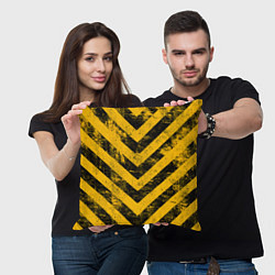 Подушка квадратная WARNING - желто-черные полосы, цвет: 3D-принт — фото 2