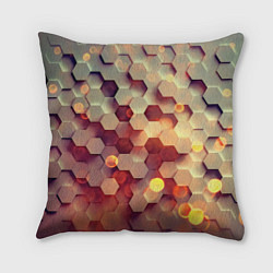 Подушка квадратная Объемный шестиугольник, цвет: 3D-принт