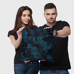 Подушка квадратная Камуфляж тёмно-синий, цвет: 3D-принт — фото 2
